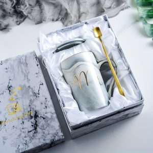 Elegant Marble Ceramic Coffee Mug Set - 13.53oz, Microwave Safe, Reusable - Perfect for Couples, Weddings, Christmas, Thanksgiving & Halloween Gifts